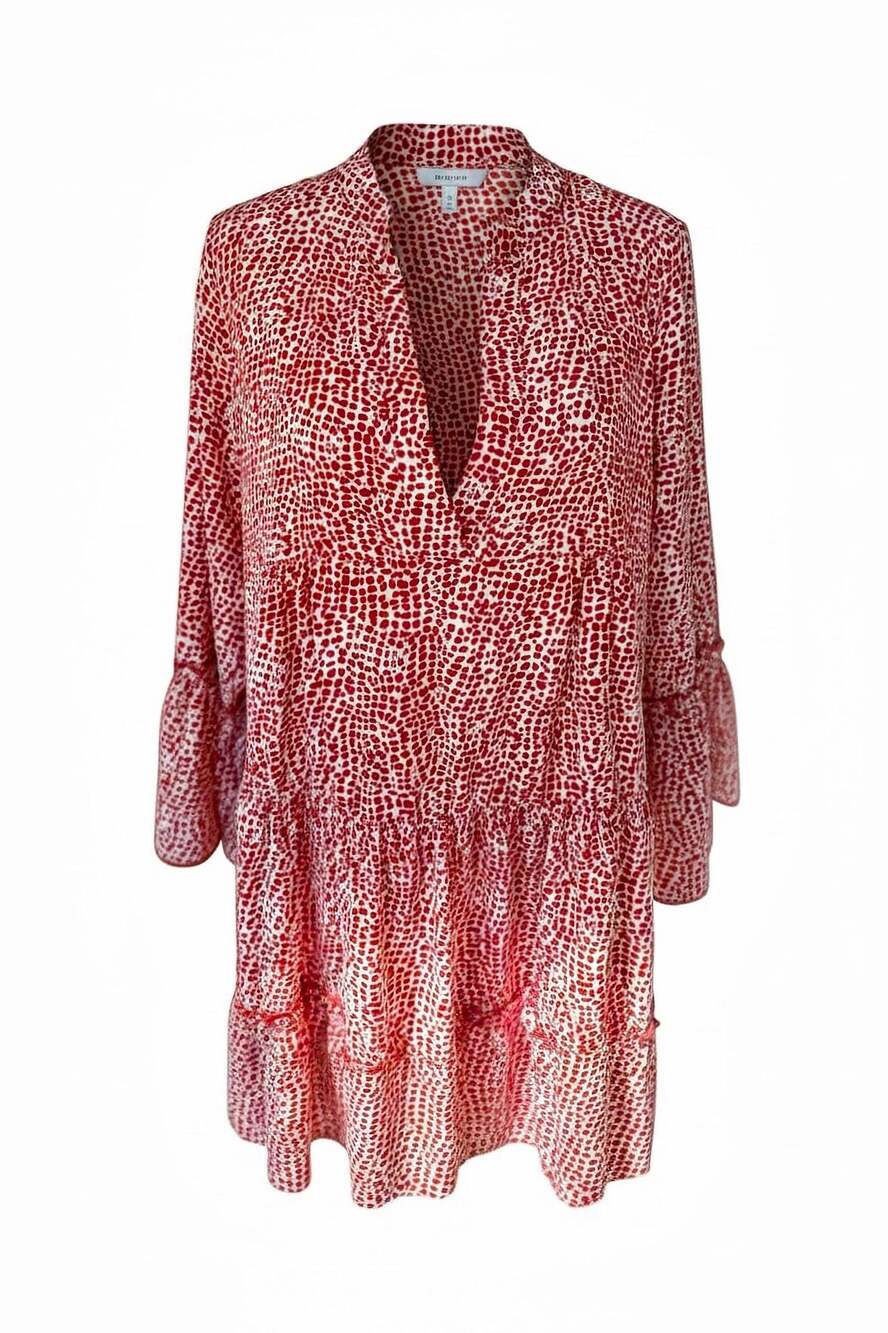 Anna Kay Red and White Animal Print Tiered Bell Sleeve Dress - Picture 1 of 5